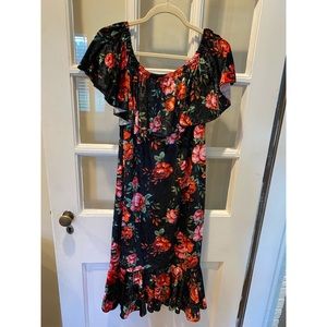 Black Floral Crushes Velvet Lularoe Cici Dress Size XL